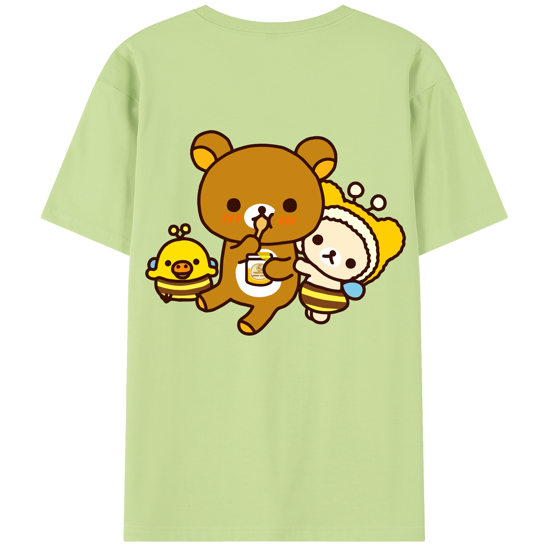 （画像用） リラックマ リラックマ キイロイトリ Rilakkuma Korilakkuma Kiiroitori 綿100％半袖Tシャツ（背面プリント）